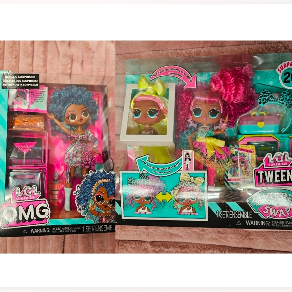 LoL Surprise Girls OMG Bundle Jams & Cora Swap Heads Fashion Dolls + Accessories